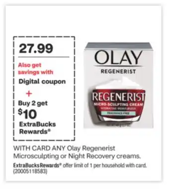 CVS Any olay regenerist microsculpting or night recovery creams offer