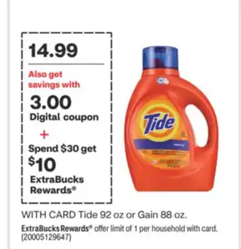 CVS Tide 92 oz or gain 88 oz offer