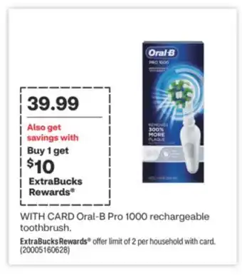 CVS Oral-b pro 1000 rechargeable toothbrush offer