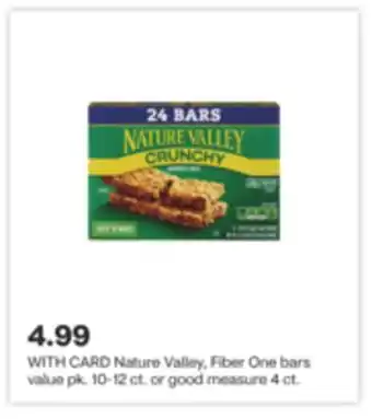 CVS Nature valley, fiber one bars value pk. 10-12 ct. or good measure 4 ct offer