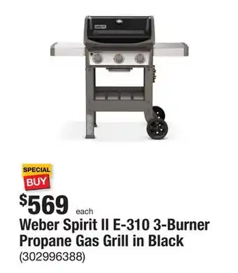 The Home Depot Weber spirit ii e-310 3-burner propane gas grill in black offer