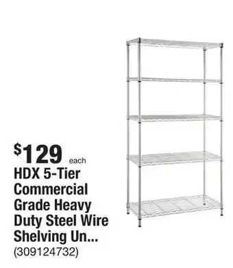 The Home Depot Hdx 5-tier commercial grade heavy duty steel wire shelving unit in chrome (48 in. w x 72 in. h x 18 in. d) offer