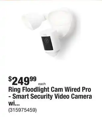 The Home Depot Ring floodlight cam wired pro - smart security video camera with 2 led lights, dual band wifi, 3d motion detection, white offer