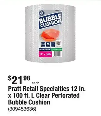 The Home Depot Pratt retail specialties 12 in. x 100 ft. l clear perforated bubble cushion offer