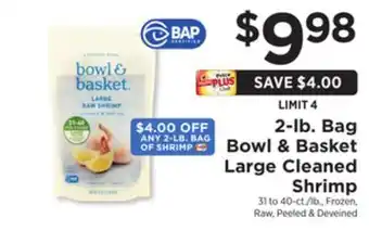 ShopRite 2-lb bag large cleaned shrimp offer