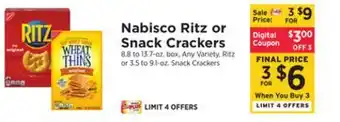 ShopRite Ritz or snack crackers offer