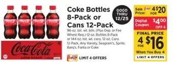 ShopRite Bottles 8-pack or cans 12-pack offer