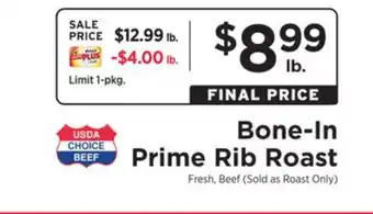 ShopRite Bone-in prime rib roast offer