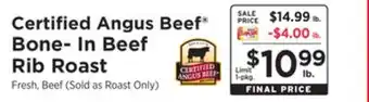 ShopRite Bone-in beef rib roast offer