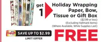 ShopRite Holiday wrapping paper, bow, tissue or gift box offer