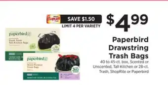 ShopRite Drawstring trash bags offer