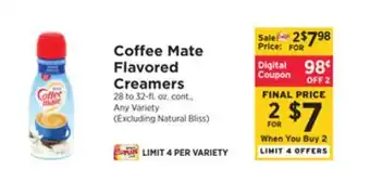 ShopRite Coffee mate flavored creamers offer