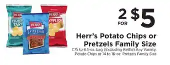 ShopRite Potato chips or pretzels family size offer