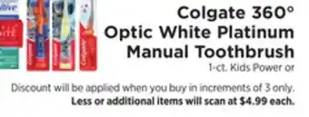 ShopRite Colgate 360° optic white platinum manual toothbrush offer