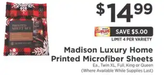 ShopRite Luxury home printed microfiber sheets offer
