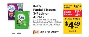 ShopRite Facial tissues 3-pack or 4-pack offer