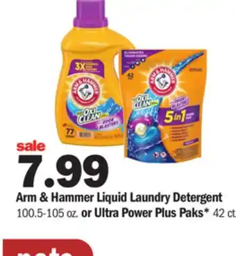 Meijer Arm & hammer liquid laundry detergent 100.5-105 oz. or ultra power plus paks* 42 ct offer