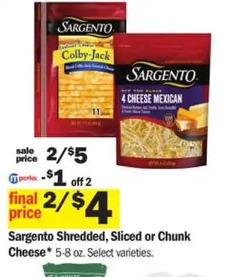 Meijer Sargento shredded, sliced or chunk cheese offer