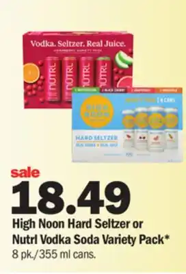 Meijer High noon hard seltzer or nutrl vodka soda variety pack offer