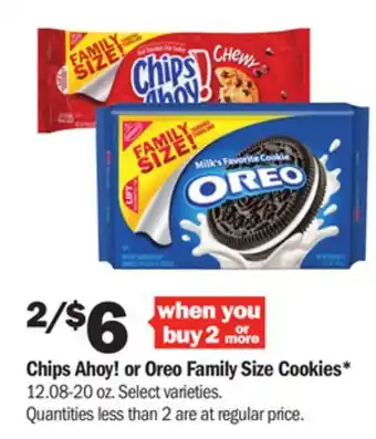 Meijer Chips ahoy! or oreo family size cookies offer
