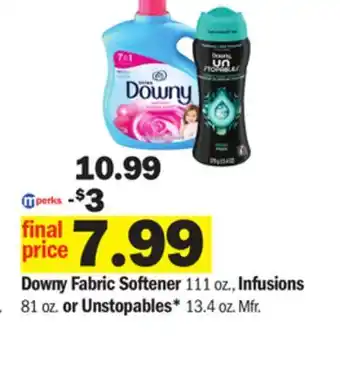 Meijer Downy fabric softener 111 oz., infusions 81 oz. or unstopables* 13.4 oz offer