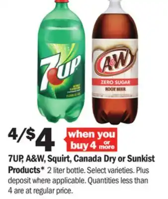 Meijer 7up, a&w, squirt, canada dry or sunkist products offer