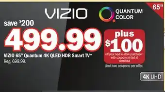 Meijer Vizio 65 quantum 4k qled hdr smart tv offer