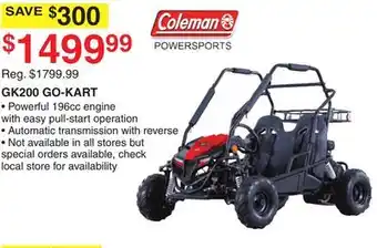 Dunham's Sports Coleman gk200 go-kart offer