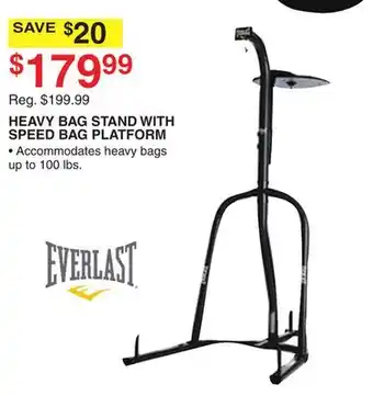 Dunham's Sports Everlast heavy bag stand with speed bag platform offer