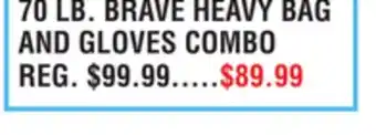 Dunham's Sports 70 lb. brave heavy bag and gloves combo offer