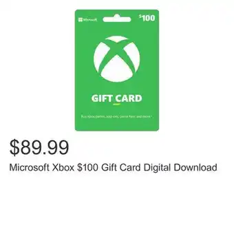 Costco Microsoft xbox $100 gift card digital download offer