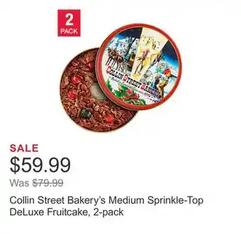 Costco Collin street bakery's medium sprinkle-top deluxe fruitcake, 2-pack offer