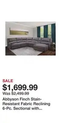 BJ’s Abbyson finch stain-resistant fabric reclining 6-pc. sectional with cupholders and storage - gray offer