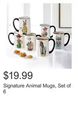Costco Signature animal mugs, set of 6 offer