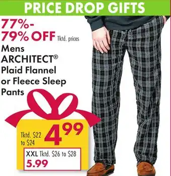 Boscov's Mens architect plaid flannel or fleece sleep pants offer