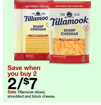 Target Tillamook sliced, shredded and block cheese offer