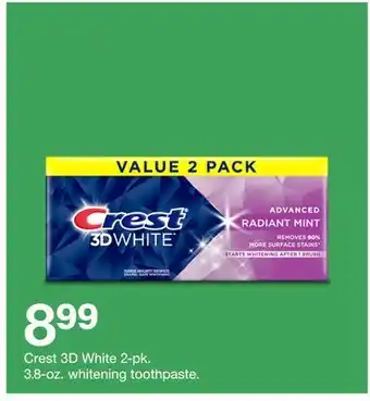 Target Crest 3d white 2-pk. 3.8-oz. whitening toothpaste offer