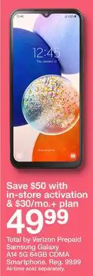Target Total by verizon prepaid samsung galaxy a14 5g 64gb cdma smartphone offer