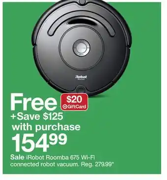 Target Irobot roomba 675 wi-fi connected robot vacuum offer