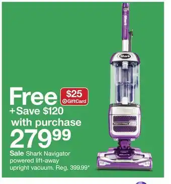 Target Shark navigator powered lift-away upright vacuum offer