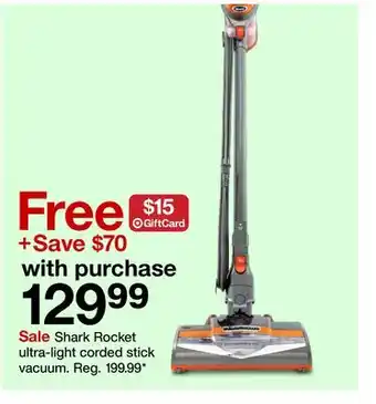 Target Shark rocket ultra-light corded stick vacuum offer