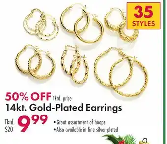 Boscov's 14kt. gold-plated earrings offer