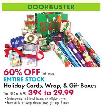 Boscov's Holiday cards, wrap, & gift boxes offer