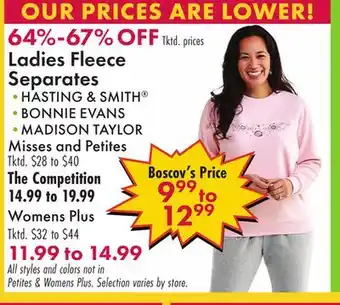 Boscov's Ladies fleece separates offer