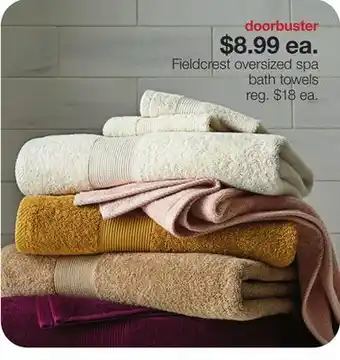 JC Penney Fieldcrest oversized spa bath towels offer