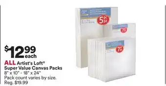 Michaels All artist's loft super value canvas packs offer