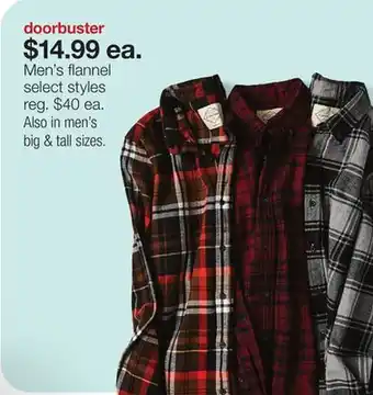 JC Penney Men's flannel offer