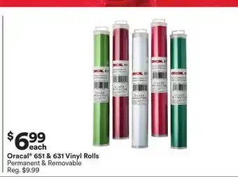 Michaels Oracal 651 & 631 vinyl rolls offer