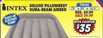 Big 5 Intex twin 16.5 deluxe pillow rest dura-beam airbed with built-in electric pump offer