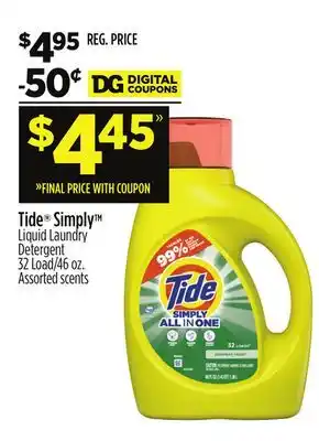 Dollar General Tide simply tm liquid laundry detergent offer